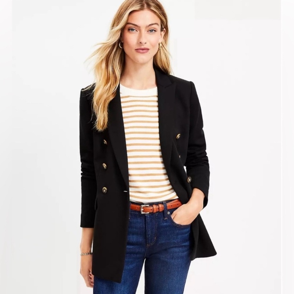 Classic double breasted black blazer. Like new! Size 10